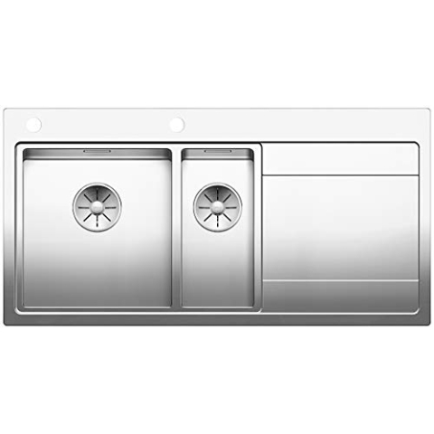 BLANCO DIVON II 6 S-IF | Edelstahl | Einbauart: Einbau von Oben & Flächenbündig | Hauptbecken links | für 60 cm breite Unterschränke | Widerstandsfähig gegenüber Kratzern