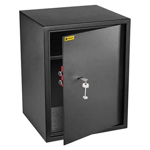 HomeSafe HV50K Möbeltresor mit Schlüssel, 50x35x35cm (HxBxT), Tresor für Zuhause, Safe Box mit Schloss, Geldsafe für Geld Aufbewahrung, Dokumentensafe fürs Büro