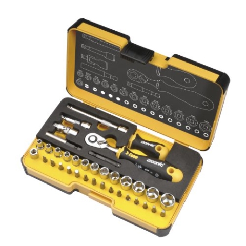 Felo Werkzeugsatz R-GO XL 1/4' mit ERGONIC Ratsche, Bits, Steckschlüsseleinsätzen, und Zubehör 36-tlg