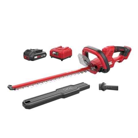 Skil Akku-Heckenschere 0429CA 50 cm „20V Max“ (18V) – Heckenschere mit ergonomischem Design und Sägefunktion – Ideal für Hecken, Sträucher und dickere Äste GH1E0429CA