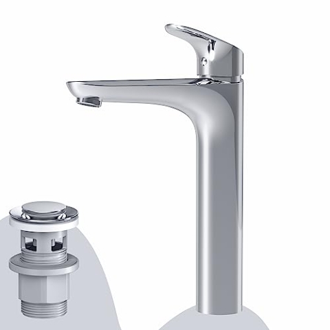 AM.PM Like Waschtischarmatur mit Einhebelmischer, SoftMotion Keramikkartusche, Rub&Clean, kratzfest, leicht zu reinigen, langlebig, Chrom, in 2 Auslaufhöhen: 75mm o. 216mm, 5 Jahre Garantie