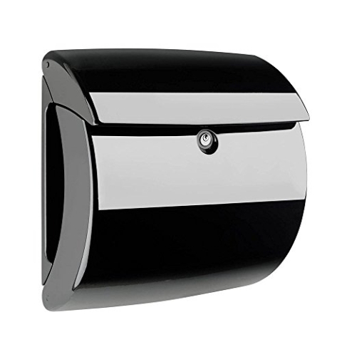 Burg-Wächter Kunststoff Briefkasten mit integriertem Zeitungsfach, Klavierlack Optik, C4 Einwurf-Format, EU Norm EN 13724, PIANO 886 S, Schwarz (RAL 9005)