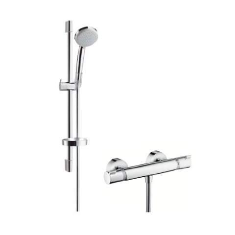hansgrohe Croma 100 wassersparendes Thermostatset 0,65m, 4 Strahlarten, Chrom