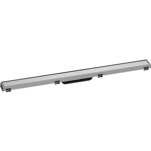 hansgrohe Fertigset Duschrinne RainDrain Match, Abflussrinne 900mm, Bodenablauf Dusche mit höhenverstellbarem Rahmen, Edelstahl gebürstet
