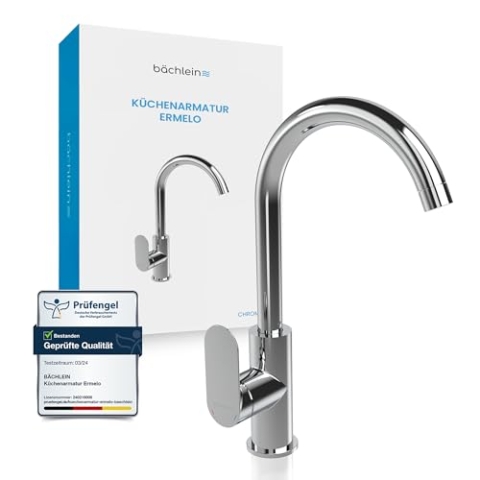 Bächlein Universal Küchenarmatur Ermelo in Chrom - Spültischarmatur mit 360° schwenkbarem Auslauf, moderner Wasserhahn