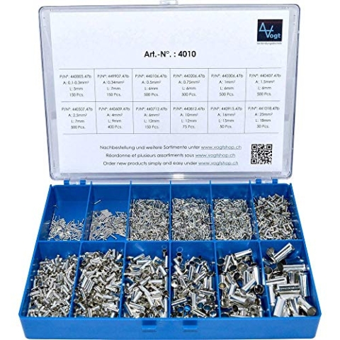 Vogt Verbindungstechnik 4010 Aderendhuelsen-Sortiment 0.10mm² 25mm² Silber 3405St.