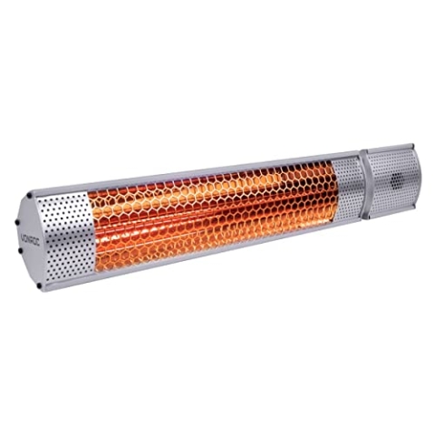 VONROC Infrarot Heizstrahler Terrasse elektrisch [2000W] - Terrassenstrahler [Lowglare Röhre] für Sekundenschnelle Wärme | Terrassenheizung outdoor [IP65] (Silber, 2000W)