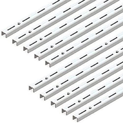 Emuca 7907812 Leistenprofil, einfache Bohrung, Durchlass 50 mm für Regalwinkel, weiß, L 1000 mm, Set aus 10 Stück