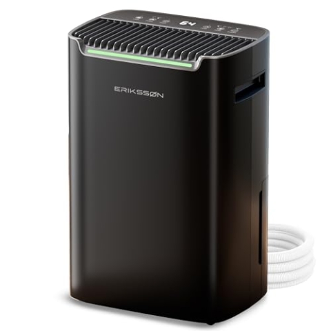Erikssøn Luftentfeuchter Dry Pro Plus - Entfeuchtet bis zu 20 Liter pro Tag - Waschtrockner Funktion - Geeignet für Schlafzimmer, Badezimmer, Wohnzimmer und Keller - Luftentfeuchter (Schwarz)