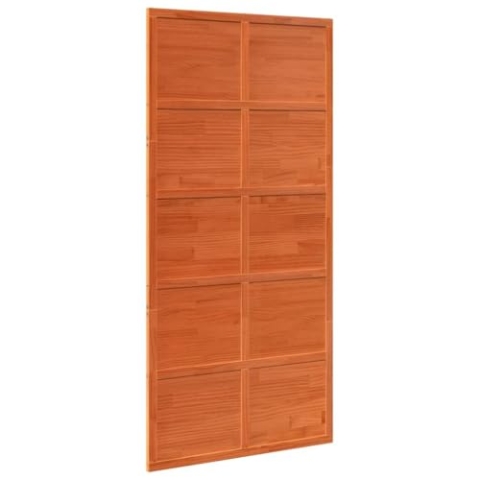 vidaXL Scheunentür, Holzschiebetür Platzsparend, Zimmertür Scheunentor-Look, Schiebetür Holztür Innentür, Wachsbraun 100x208cm Massivholz Kiefer