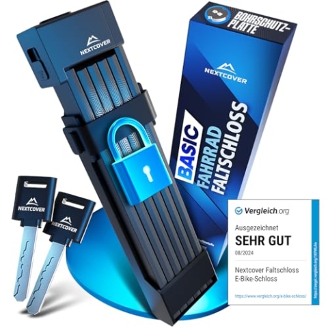 NEXTCOVER® Faltschloss Fahrrad FoldBasic - Das Original - mit SteelSecure-Technologie und 2 Schlüsseln I Robustes Fahrradschloss Faltschloss, Fahrradschloss hohe Sicherheit mit Halterung, 100cm