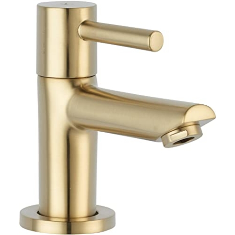 Saqu Shine Kaltwasserhahn für Gäste-WC Höhe 10.4 cm, Kaltwasserarmatur antibakteriell & langlebig, Waschtischarmatur Gold für Waschbecken