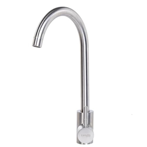Lendo Online Küchenarmatur - 6x20x39cm - Mischbatterie - Wasserhahn - Spültischarmatur - Armatur - Edelstahl - Schwarz oder Silber - Warm/Kalt (Silber)