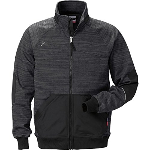 FRISTADS/KANSAS Sweatjacke Gen Y 7052 SMP Farbe grau/schwarz Größe S ; 95% PE/5% EL