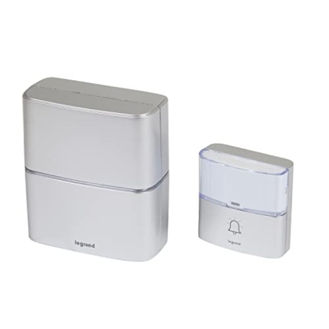 LEGRAND, Funkklingel-Set Premium batteriebetrieben mit MP3-Funktion, 1x wasserdichtem Klingeltaster (IP54), 1x Gong mit 30 Melodien, 100m Reichweite, 094271