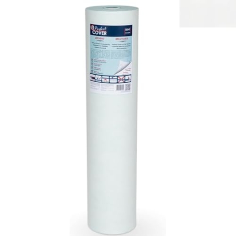 Perfect Cover Breathable - Malervlies – Abdeckfolie atmungsaktiv & selbstklebend – Abdeckvlies für Maler, Renovierung & Feuchtigkeitsschutz – Vliesstoff Malerfolie Bauschutzmatte (1 x 50m)