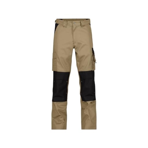DASSY® Boston Zweifarbige Arbeitshose mit Kniepolstertaschen - Größe 50 - KHAKI/SCHWARZ