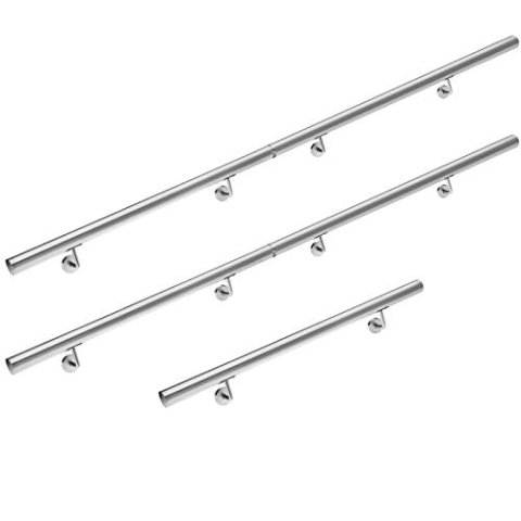 Monzana Edelstahl Handlauf V2A Geländer Treppengeländer 500 cm Wandhalterung Verbindungen Verschlusskappen Innen & Außen