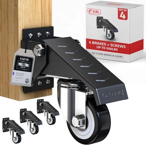 GBL - 4 Werkbank Rollen - Heberollen für Werkbank - Lenkrollen mit Bremse 225KG - Stahlblech Möbelrollen - Schwerlastrollen, Schwenkrollen, Klapprollen für Möbel