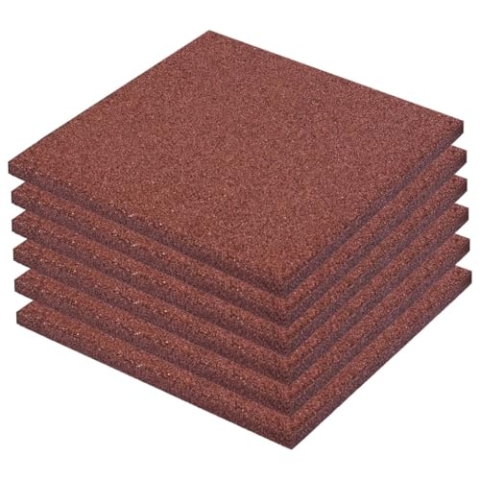 vidaXL 6x Fallschutzmatten Gummi Rot Fallschutzplatten Bodenmatten Spielplatz