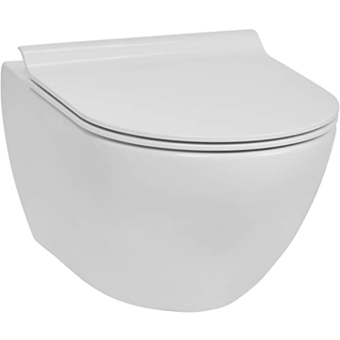 Ben Segno Hänge-WC mit Tiefspül mit Nanobeschichtung und Tornado-Spülung Glanz Weiß - Wand-WC - Keramik