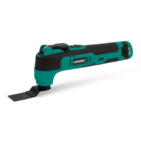 Kabelloses Multitool 12 V – mit Schabblatt, Tauchsäge, Schleifpad und Schleifpapier – Akku und USB-Kabel im Lieferumfang enthalten