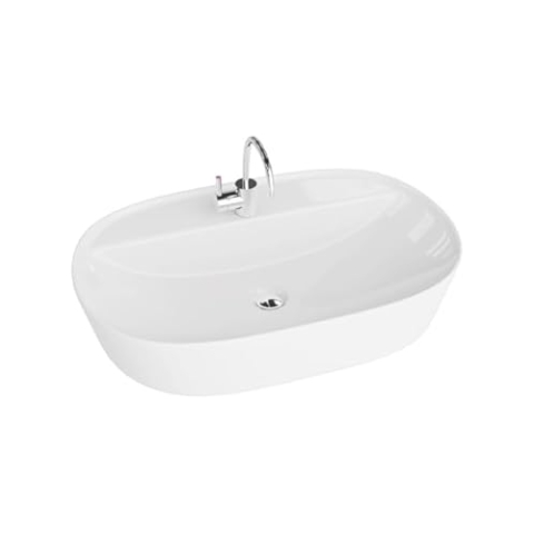 LAVITA Aufsatzwaschtisch Pereya Grande Aufsatzwaschbecken Rechteckig Waschbecken mit Überlauf und ohne Hahnloch Aus hochwertigem Porzellan Waschtisch Badkeramik Waschplatz 60,5x40x12 cm Weiß Glanz