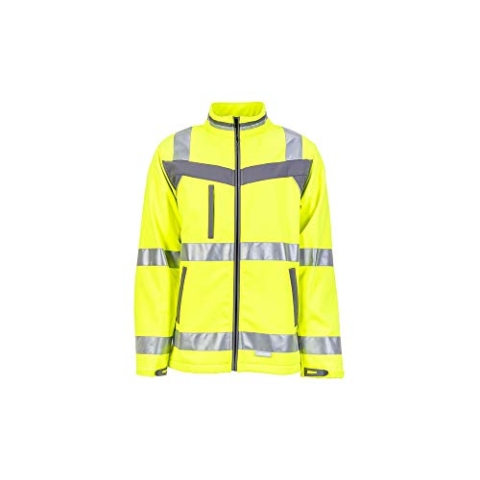 Planam 5661 Plaline High Visibility Softshell Jacket - Farbe: Gelb/Schiefer - Größe: 68