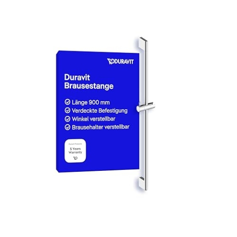 Duravit Universal Duschstange, Brausestange mit höhenverstellbarer Handbrausehalterung, variable Duschstange (900 mm), Chrom