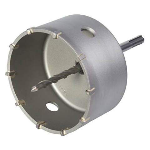 wolfcraft Bohrkrone, hartmetallbestückt, mit Spanndorn SDS-Plus I 5490000 I Für Elektro- und Sanitärinstallationen in Beton, Mauerwerk und Stein; Schnitttiefe 46 mm