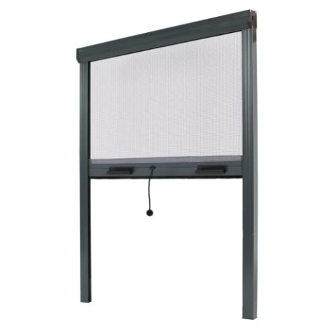 Fliegengitter Insektenschutzrollo Aluminium für Fenster - Anthrazitgrau, B150 x H160cm - Fiberglas Fliegengitternetz - Fliegengitterrollo Insektenschutz