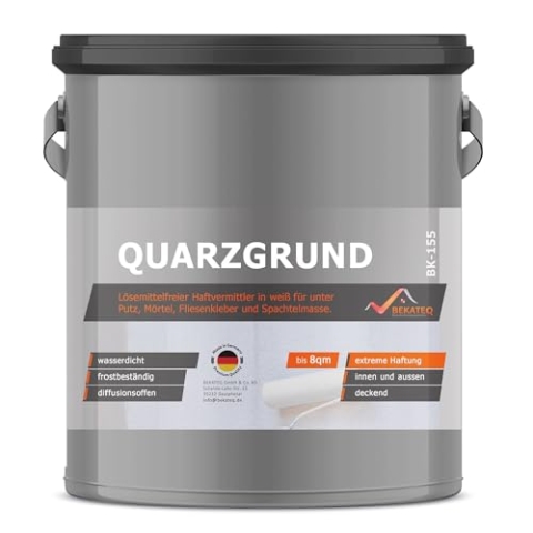 BEKATEQ Quarzgrund 15kg innen und aussen - Grundierung für Beton, Fliesen, Keramik, Fassadenputz - Putzgrund, Fliese auf Fliese, Betongrund, Holzgrund - Haftgrund wasserdicht, frostfest BK-155