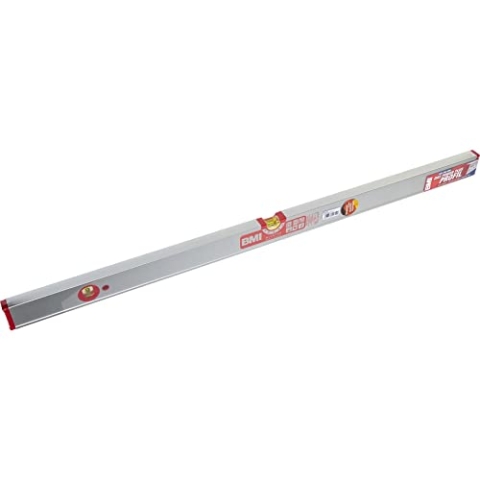 BMI Alu-Profil Wasserwaage ALUSTAR (100 cm lang, kantenlose Horizontal-Libelle mit Lupen-Effekt, hohe Messgenauigkeit 0,5 mm/m, mit Gummiendkappen) 694100E, (L x B x H) 100 x 2.4 x 5.5 cm