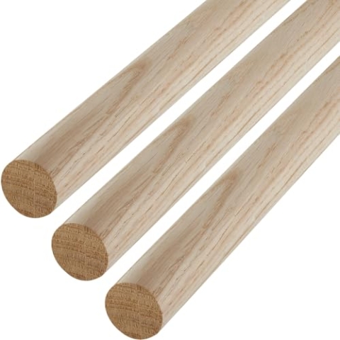 3 Stück SOTECH Eiche Rundstäbe glatt Ø30 x 1180 mm Rundhölzer Holzstäbe zum Basteln oder als Garderobenstangen