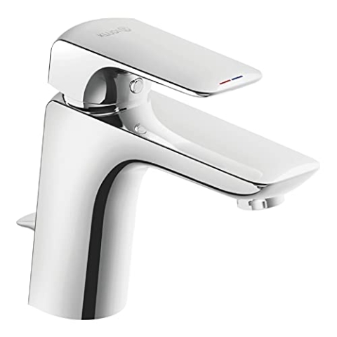 Kludi 410230575 Mischbatterie/Waschtisch – Einhandmischer Ameo XL DN 15, Keramik-Kartusche mit Heißwasserbegrenzung, geschlossener Hebel, Durchflussmenge: 6 L/min bei 3 bar, Chrom