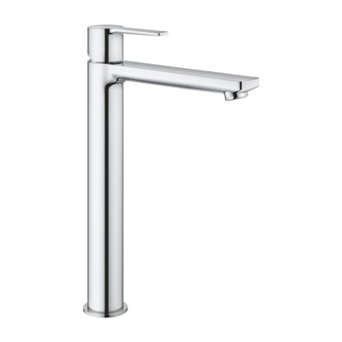GROHE Lineare, Waschtischarmatur hoch, wassersparend (Wasserhahn für das Bad, 31cm hoch, ideal für die Montage hinter dem Waschbecken, einfache Installation), chrom, 23405001