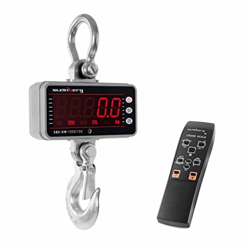 Steinberg Systems SBS-KW-1000/100 Kranwaage Hängewaage digital 1000 kg / 0,5 kg LED-Display, Edelstahl Aluminium Fernbedienung