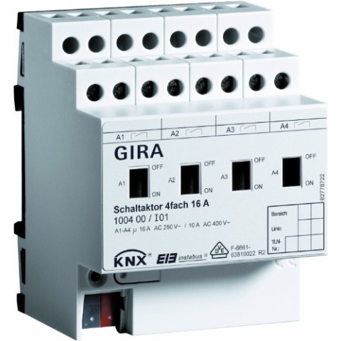 Gira 100400 Schaltaktor 4-Fach 16 A KNX EIB REG