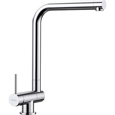 BLANCO LARESSA-F Hebel Links | Küchenarmatur in chrom | Hochdruck | Vorfensterarmatur zur Montage vor einem Fenster | Keramik Kartusche | Gesicherte Wasserqualität & wassersparend
