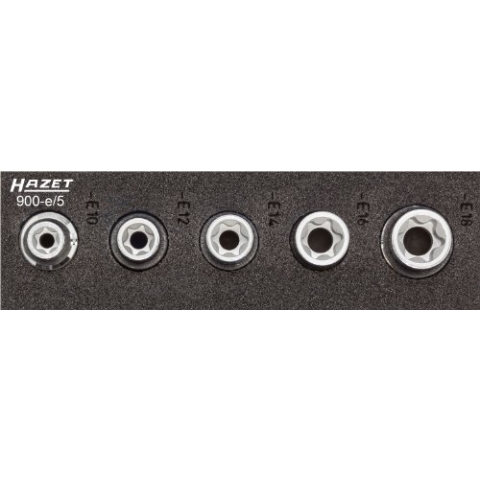 HAZET 900-E/5 Torx-Steckschlüssel-Satz, Satz E10, E12, E14, E16, E18 Torx