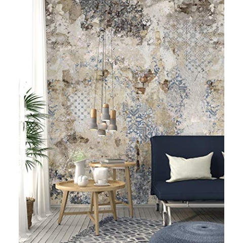 Vlies Foto Tapete Wandbild Steinwand Fliesen Ornament Bruchstein 200x300 cm INK7048