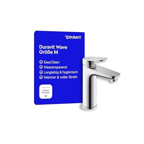Duravit Wave Waschtischarmatur, Größe M (Auslauf Höhe 111 mm), Wasserhahn Bad, Armatur Waschbecken, Chrom