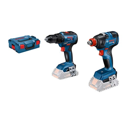 Bosch Professional 18V System Akkuschrauber-Set GDX 18V-200 & GSR 18V-55 (ohne Akku, in L-BOXX), Blau