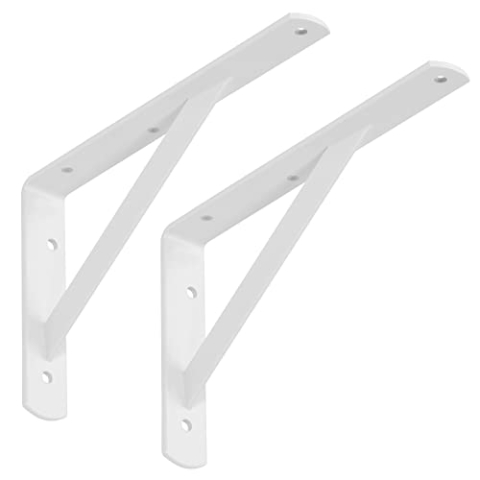 SOTECH 10er Set Regalkonsolen (250 x 150 x 30 mm, weiß, pulverbeschichtet), Regalbodenträger mit Querstrebe zur Stabilisierung