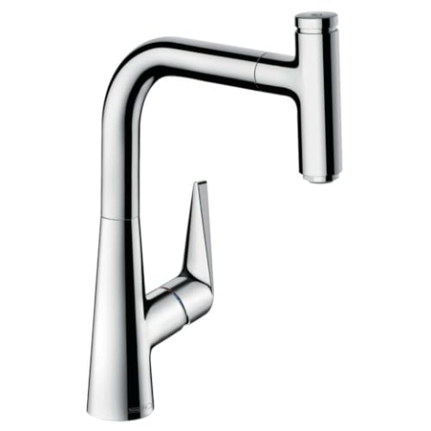 hansgrohe Talis Select S Einhebel-Küchenarmatur, Komfort-Höhe 220 mm, mit Ausziehauslauf, Chrom