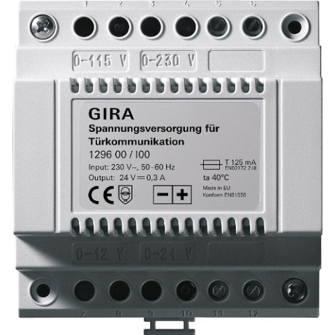 Gira 129600 Zusatz-Spannungsversorgung für Türkommunikation 24V DC 300mA