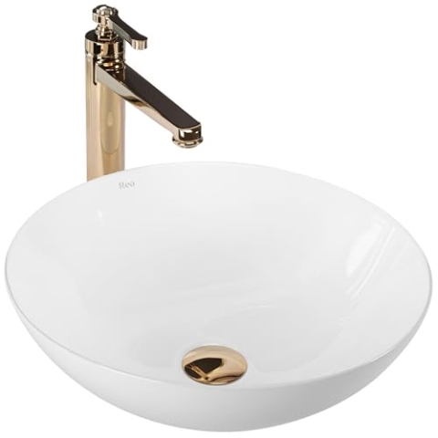 Rea Aufsatzwaschbecken Erica Waschtisch Handwaschbecken Bad Waschschale Waschbecken für Badezimmer 400 x 400 x 145 mm Keramik (Weiß)
