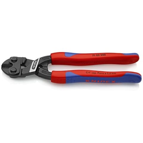 Knipex CoBolt® Kompakt-Bolzenschneider schwarz atramentiert, mit schlanken Mehrkomponenten-Hüllen 200 mm (SB-Karte/Blister) 71 02 200 SB