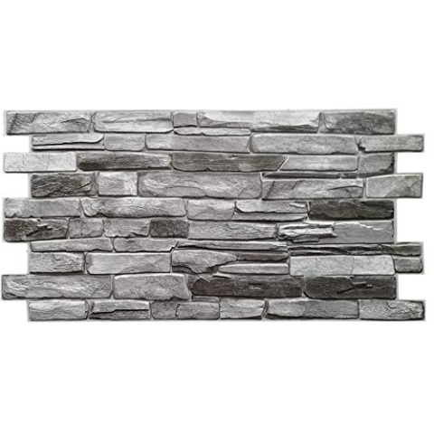 top.eco.wall PVC-Wandpaneel 3D Deko Fliesen - Grau, 1 Stück, 98 cm x 49.8 cm, Modern, Wasserabweisend, Selbstklebend