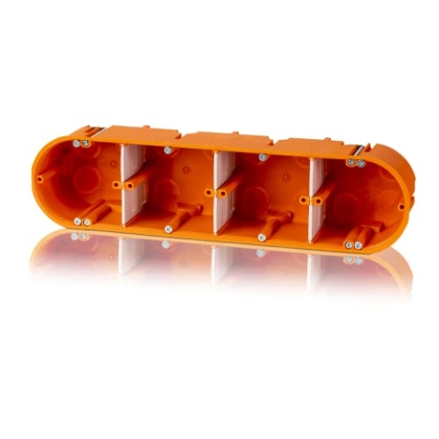 f-tronic Hohlwand-Gerätedose massiv, 4-fach, 60mm tief, HW40, Inhalt: 5, 5 Stück
